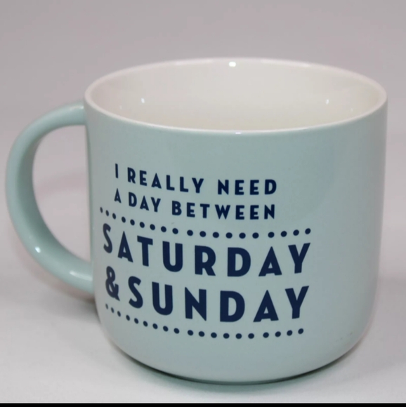 Threshold Stoneware I Really Need a Day Between Saturday & Sunday Blue Mug Cup - Picture 4 of 9